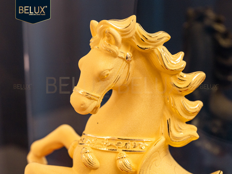 Tượng Ngựa Tài Lộc vàng cát 20x7x17cm